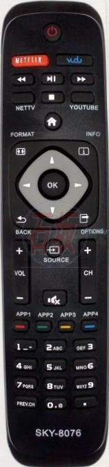 Controle remoto para tv led Philips smart com tecla netfleix - 8076