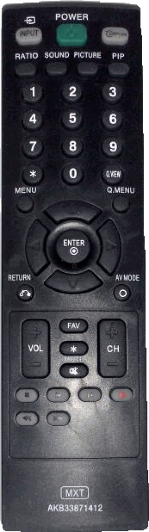 Controle remoto Lg - AKB33871412 - tv lcd ou led - 1221